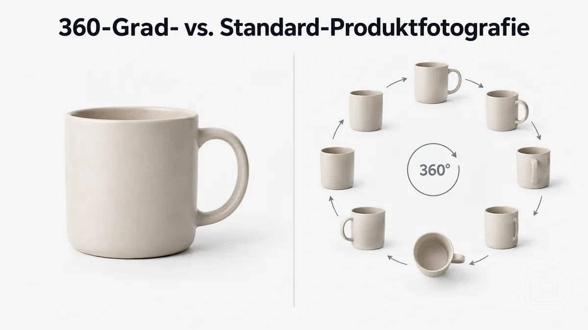 E-Commerce-Produkt als Standardfoto und als 360-Grad-Bildsequenz