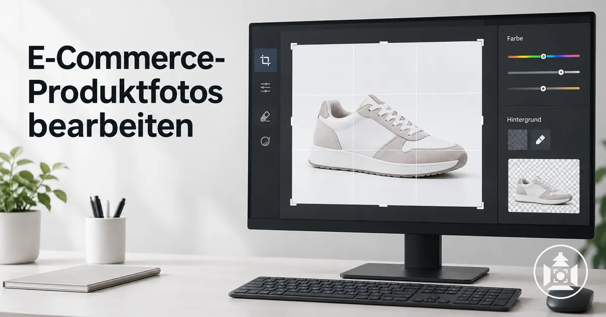 E-Commerce-Produktfoto bei der Bearbeitung von Farbe, Zuschnitt und Hintergrund