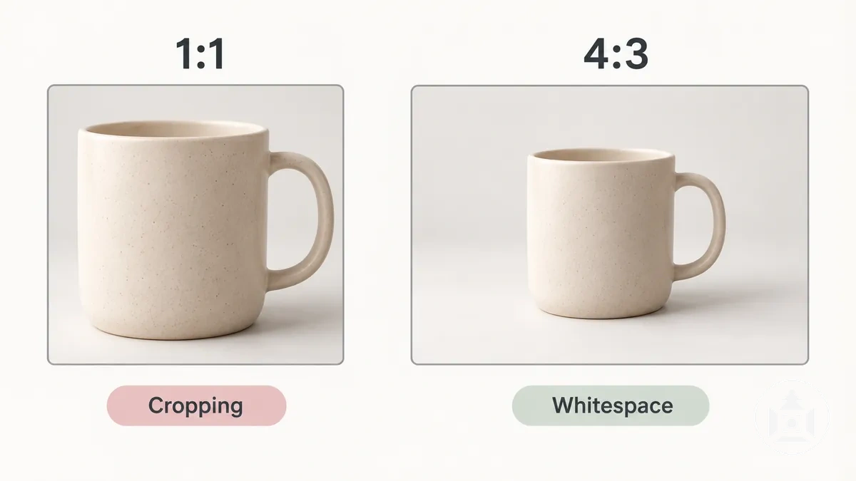 Same ecommerce product image shown in different aspect ratios to illustrate cropping and whitespace.
