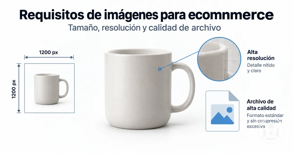 Image de produit pour ecommerce illustrant les exigences de taille, de résolution et de qualité du fichier