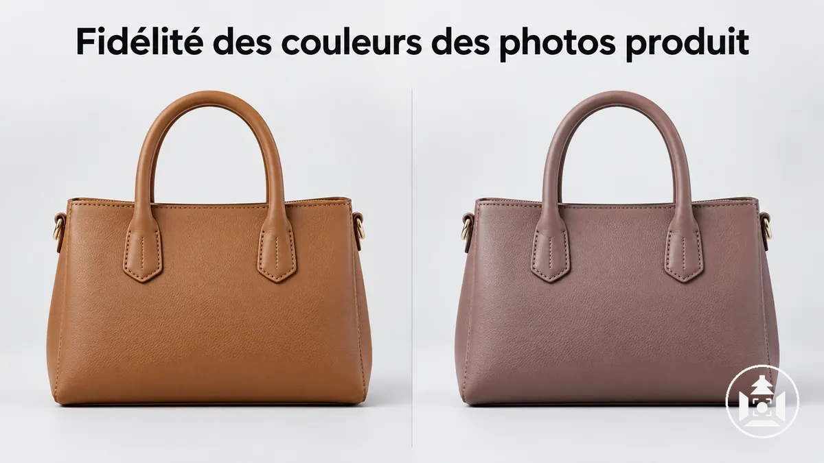 Photos de produit e-commerce montrant des couleurs fidèles et des différences visibles de teinte