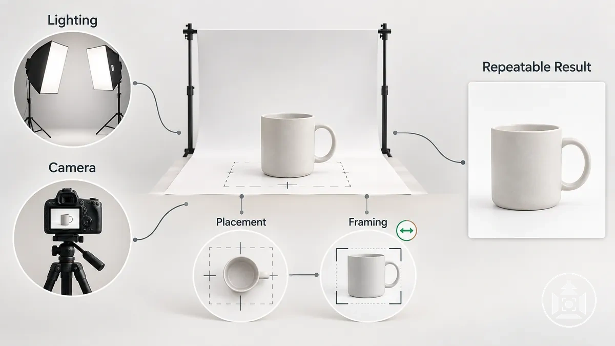 Variables de photographie coordonnées utilisées pour maintenir des images de produit e-commerce cohérentes