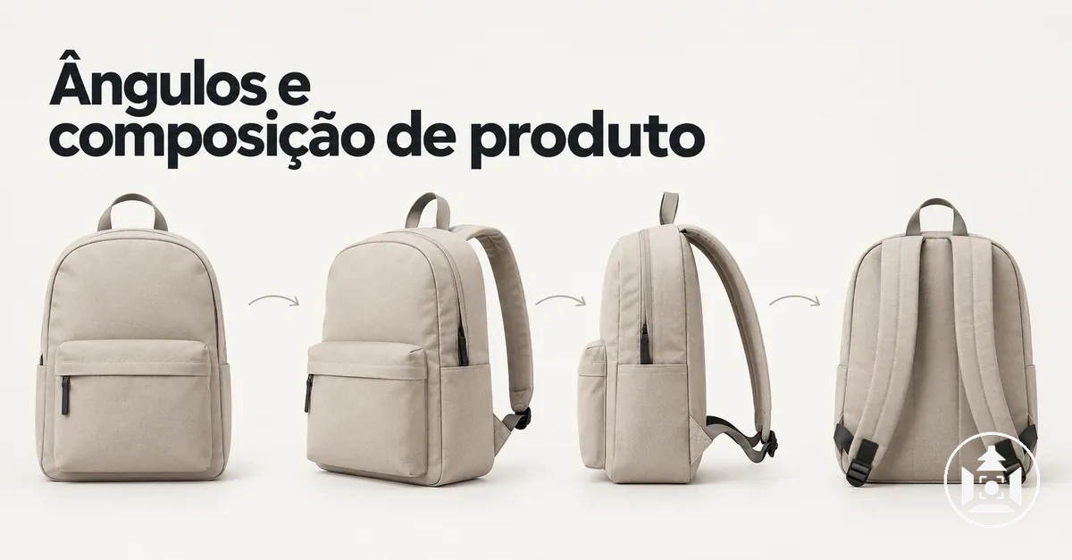 Produto para e-commerce fotografado de vários ângulos com composição equilibrada