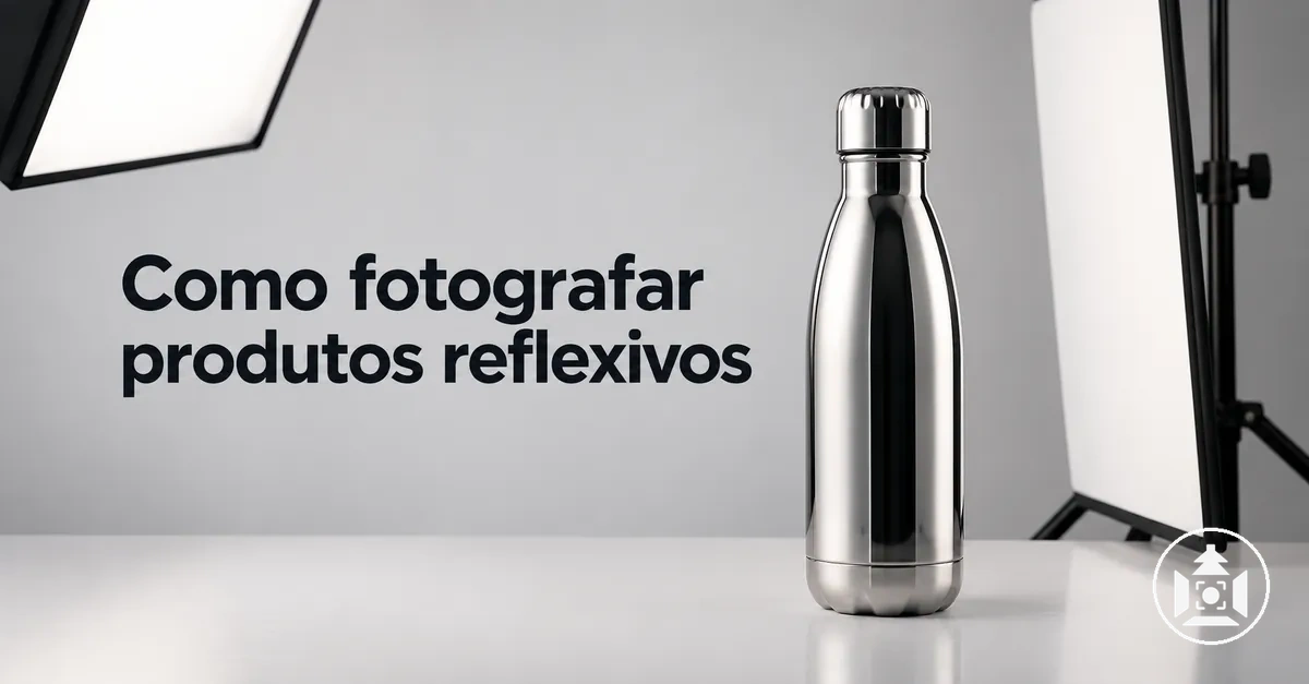Produto reflexivo para e-commerce fotografado com iluminação controlada e reflexos intencionais