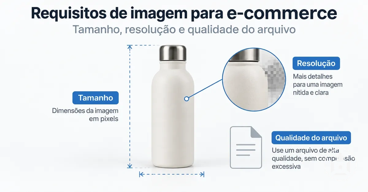 Imagem de produto para e-commerce com requisitos de tamanho, resolução e qualidade do arquivo