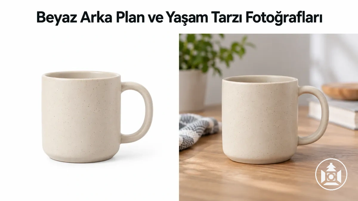 Aynı e-ticaret ürününün beyaz arka planda ve yaşam tarzı ortamında çekilmiş fotoğrafları
