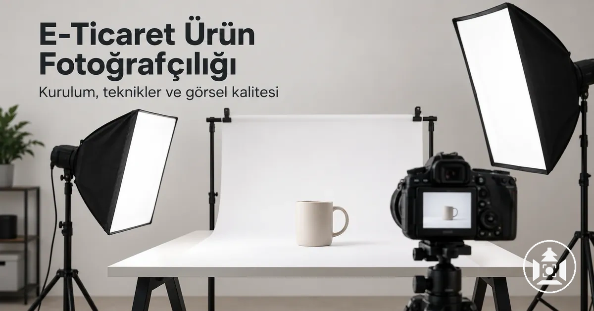 Işıklandırma, kamera ve ürün arka planıyla e-ticaret ürün fotoğrafçılığı kurulumu