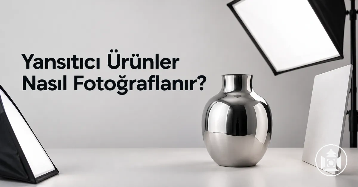 Kontrollü ışıklandırma ve azaltılmış parlamayla fotoğraflanmış yansıtıcı e-ticaret ürünü